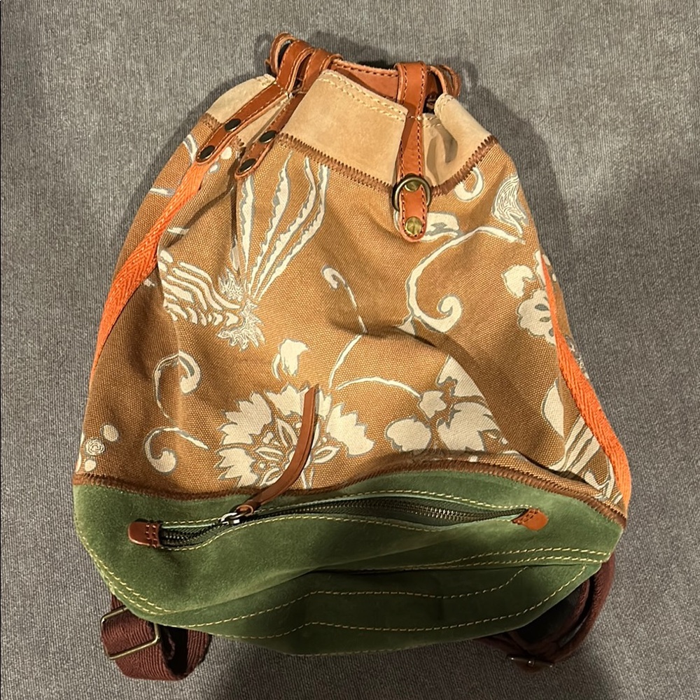 Lucky Brand Floral Canvas and Suede Backpack